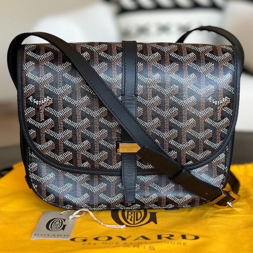 Authentic Goyard Belvedere PM Black Brown White Crossbody